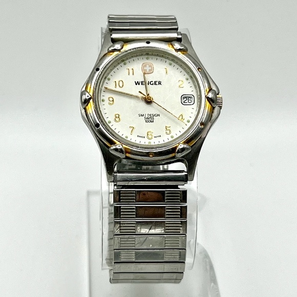 Wenger Vintage 2000 Swiss Army SMT Design Silver Gold tones Unisex Watch Working - Picture 1 of 10